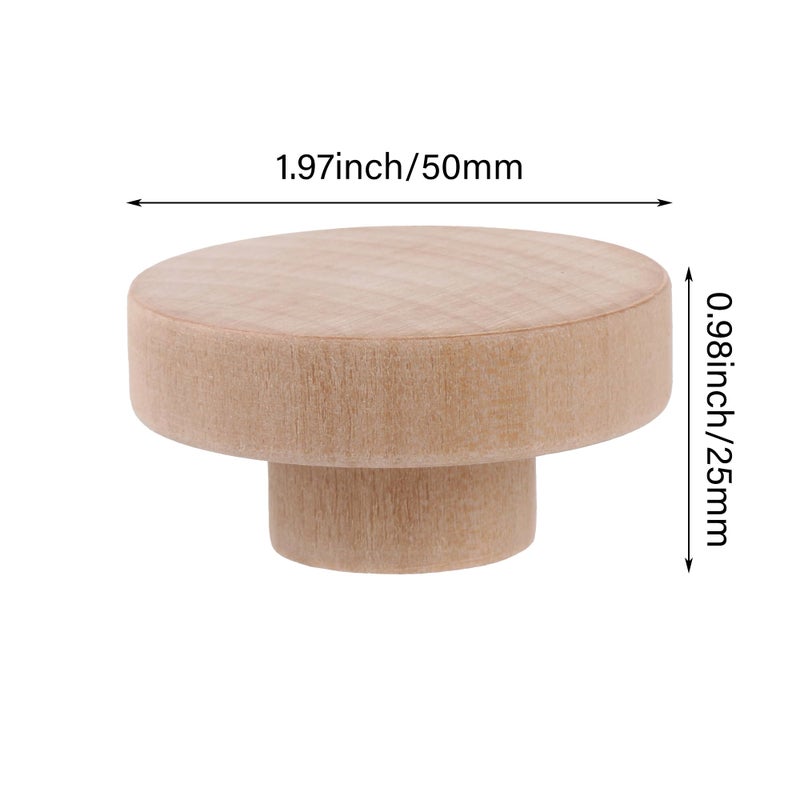 RDEXP Home Accessory 50x25mm Wooden Hardware Round Pull Knobs for Cabinet Drawer Cupboard Cabinet Door Set of 10 - Image 4